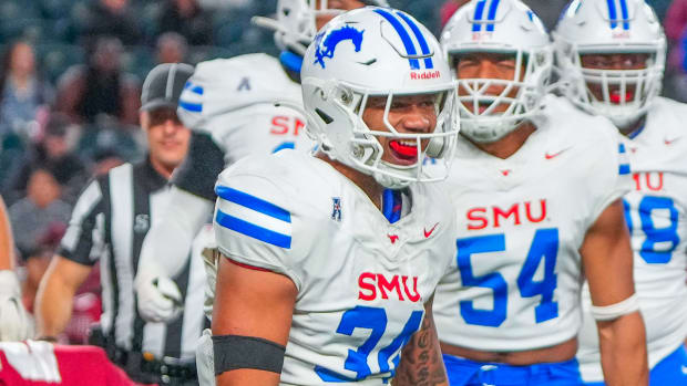 SMU Mustangs linebacker Ahmad Walker celebrating another defensive stop against Temple